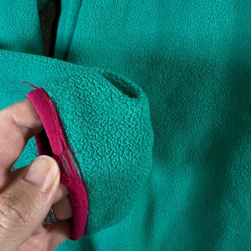 Patagonia Synchilla Fleece Pullover Teal Pink Trim Snap-T Women's Large - Picture 4 of 13
